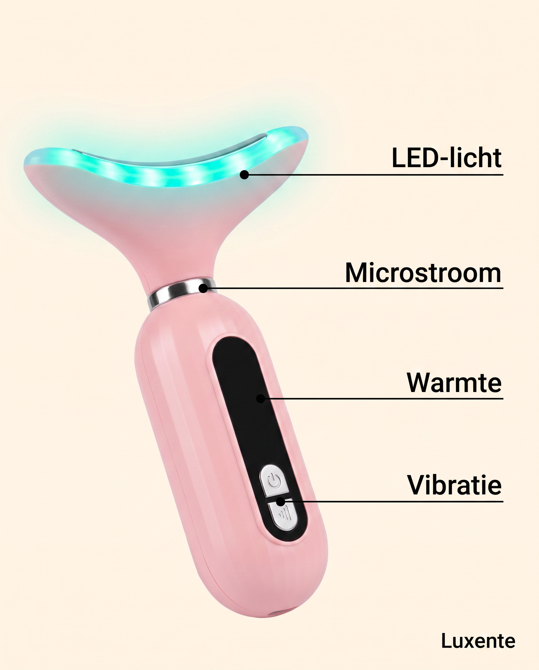 Luxente SkinLift™ – hoe het werkt: LED-licht, microstroom, warmte en vibratie
